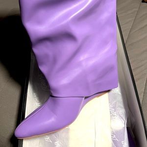 Purple calf length boots